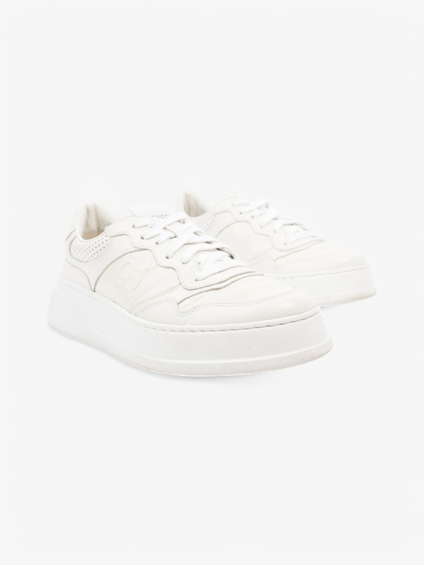 Gucci GG Embossed Chunky Sneakers White Leather EU 41 UK 7