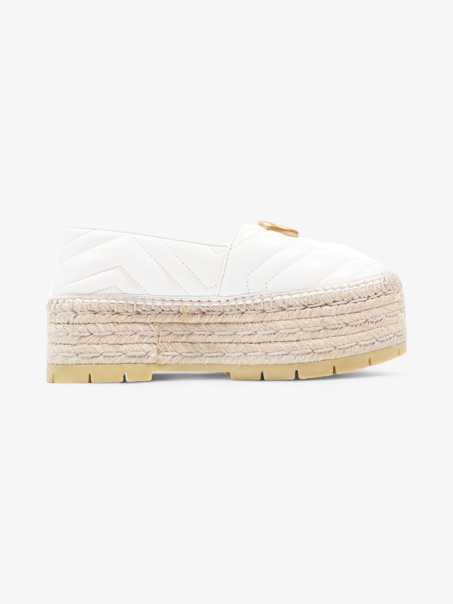 Gucci GG Marmont Platform Espadrille White / Gold Nappa Leather EU 36.5 UK 3.5
