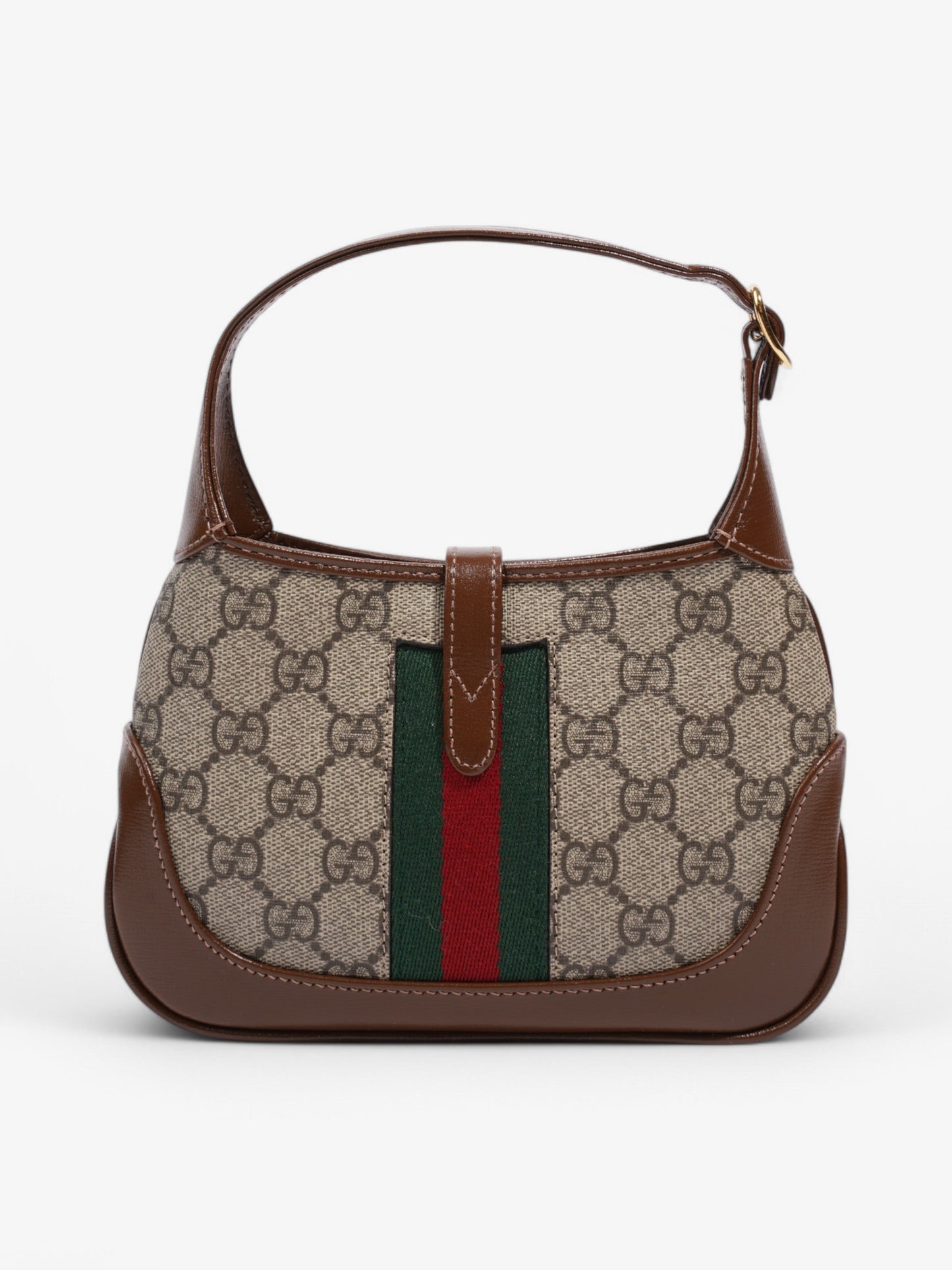 Gucci Jackie 1961 GG Supreme / Brown / Green Coated Canvas Mini