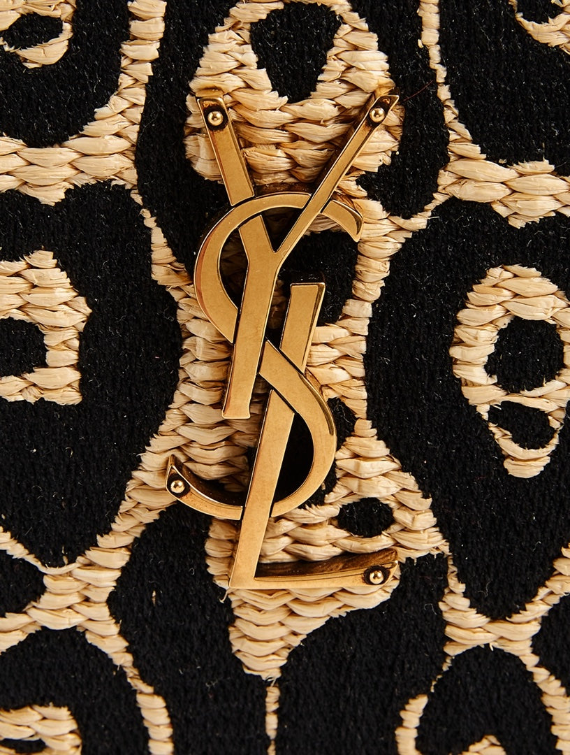 SAINT LAURENT LOU ANIMAL PRINT RAFFIA YSL MEDIUM CAMERA BAG