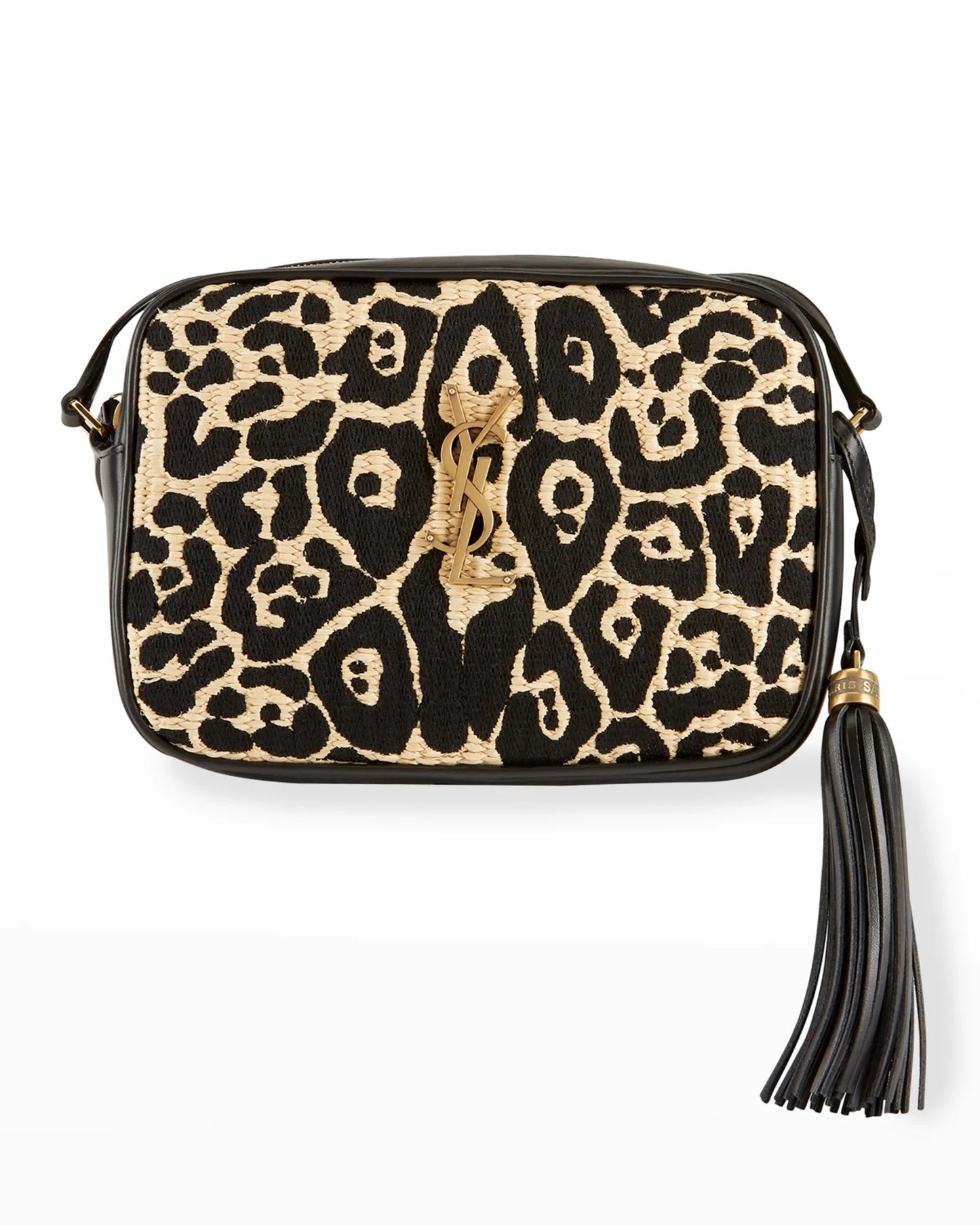 SAINT LAURENT LOU ANIMAL PRINT RAFFIA YSL MEDIUM CAMERA BAG