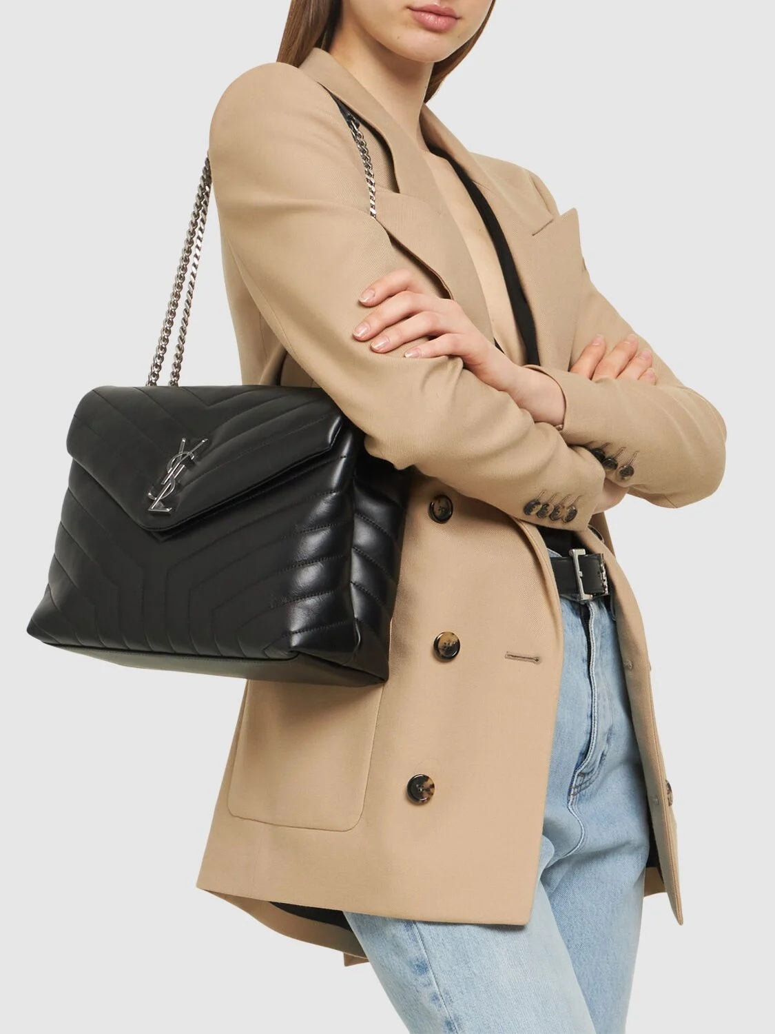 YVES SAINT LAURENT LOULOU MEDIUM CALFSKIN QUILTED SHOULDER BAG