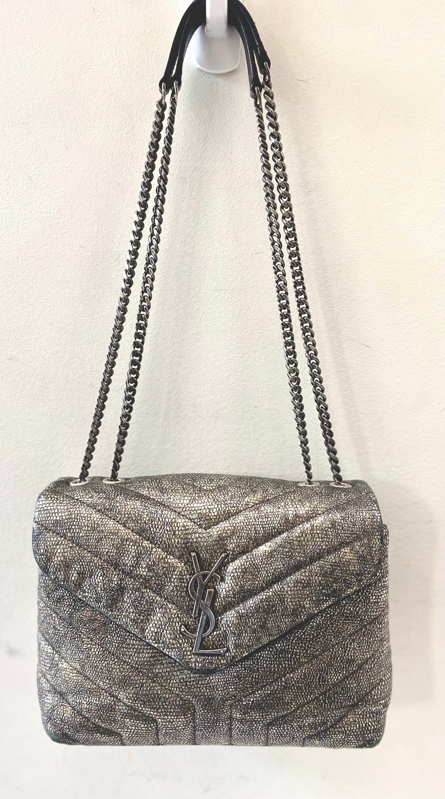 YVES SAINT LAURENT METALLIC CAVIAR SMALL LOULOU BAG