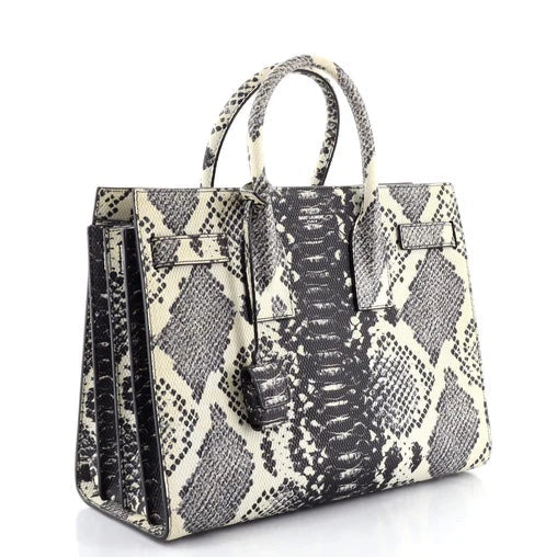 SAINT LAURENT PYTHON EMBOSSED SMALL SAC DE JOUR TOTE BAG
