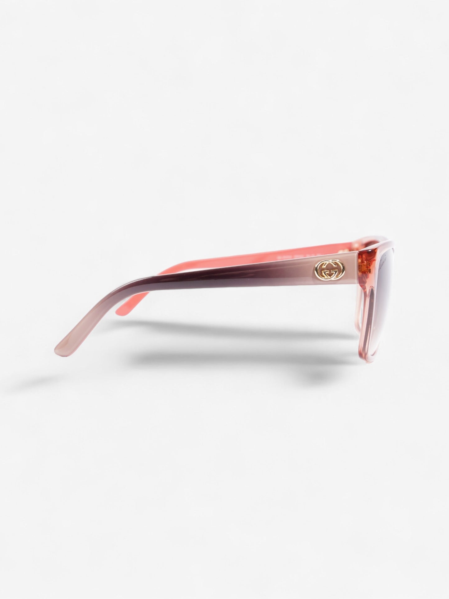Gucci Clear Frame Sunglasses Coral / Beige Acetate 135mm