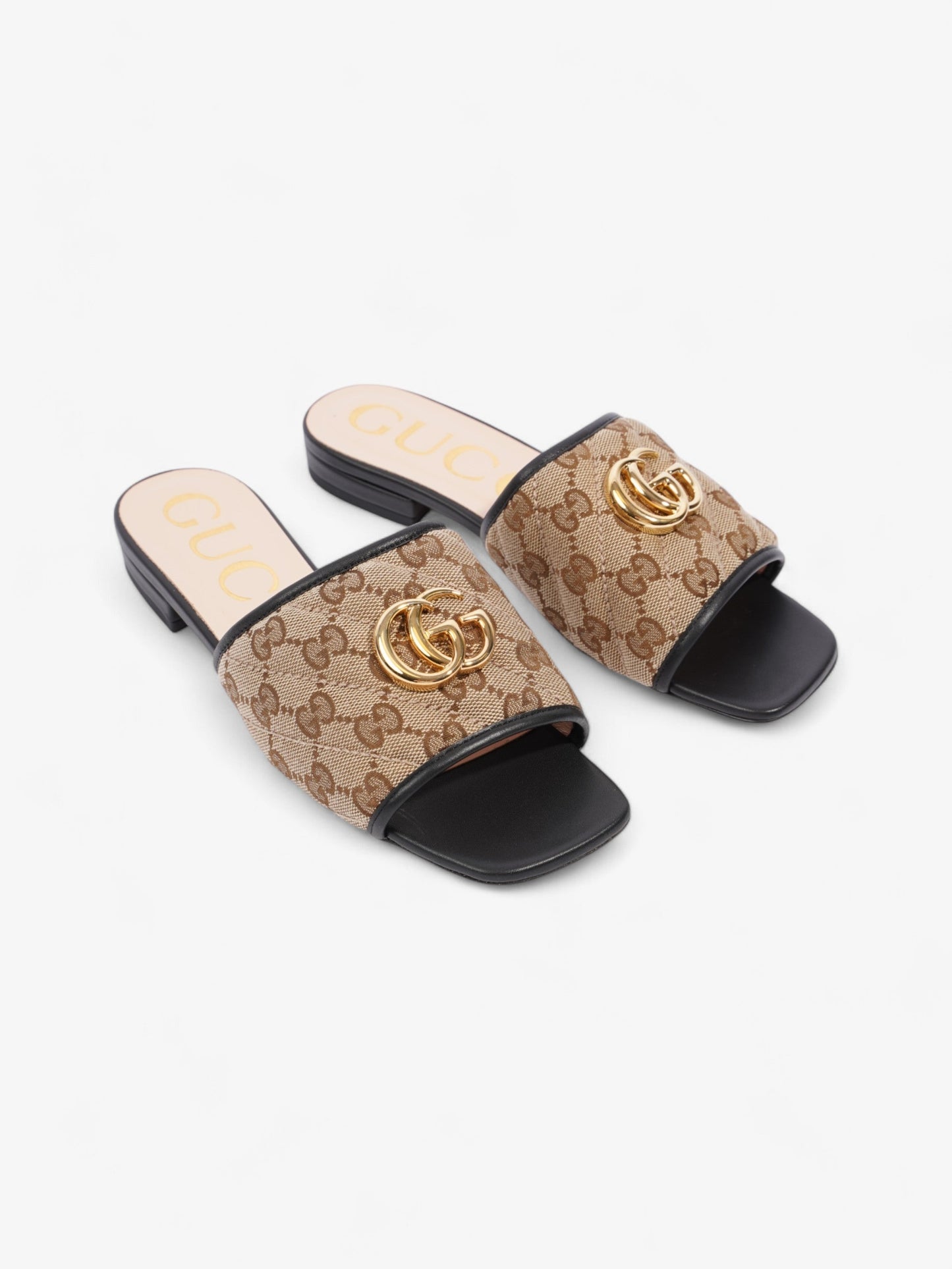 Gucci GG Sandals Beige / Brown / Black Canvas EU 36 UK 3
