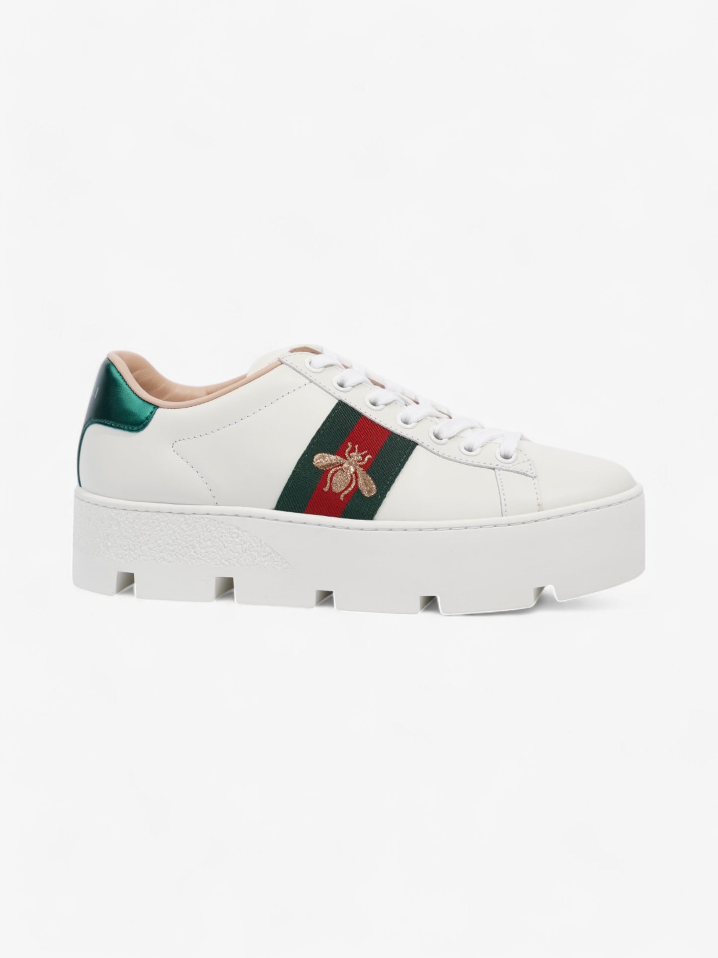 Gucci Ace Platform Sneakers White / Green / Red Leather EU 35.5 UK 2.5