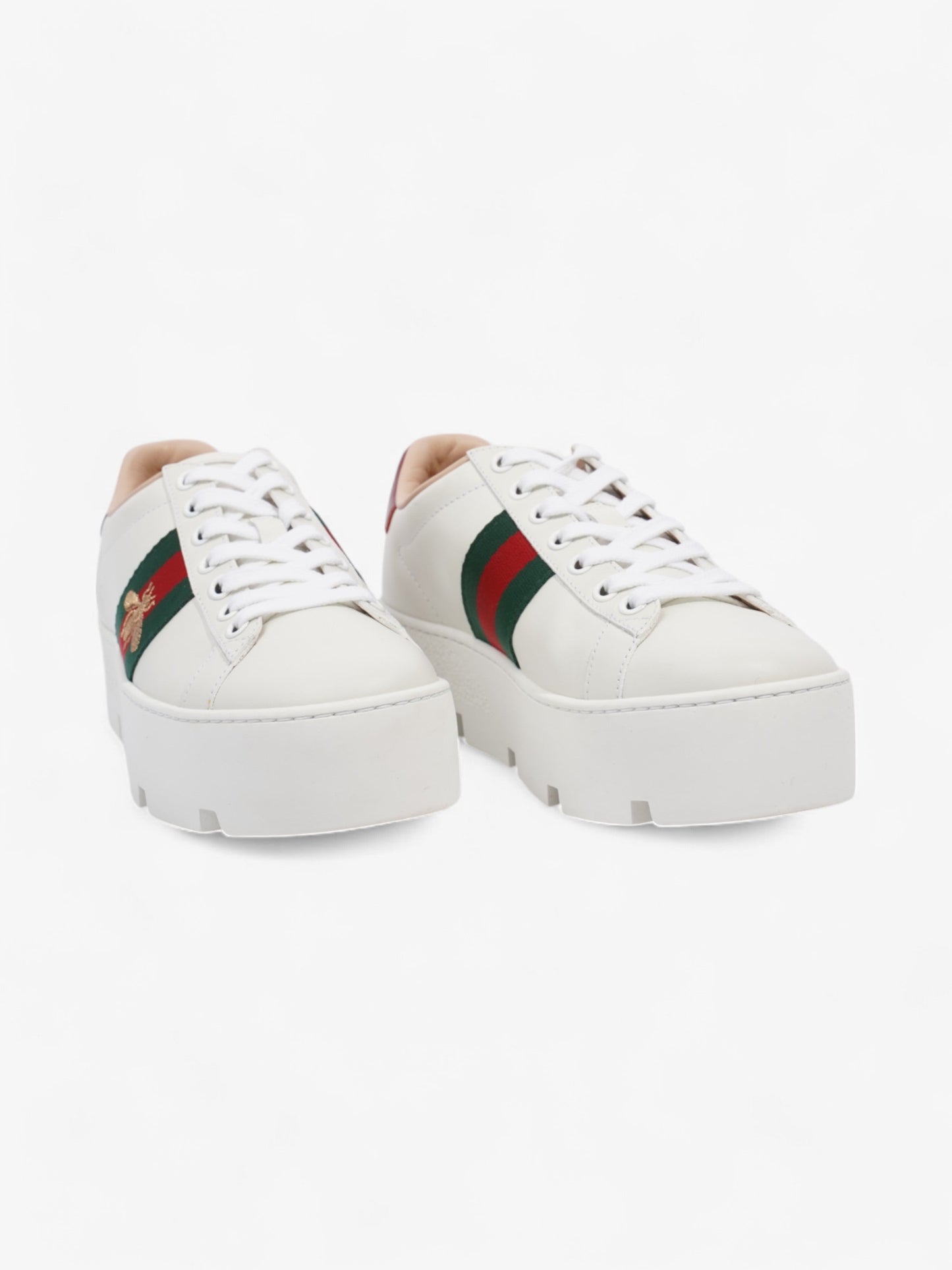 Gucci Ace Platform Sneakers White / Green / Red Leather EU 35.5 UK 2.5