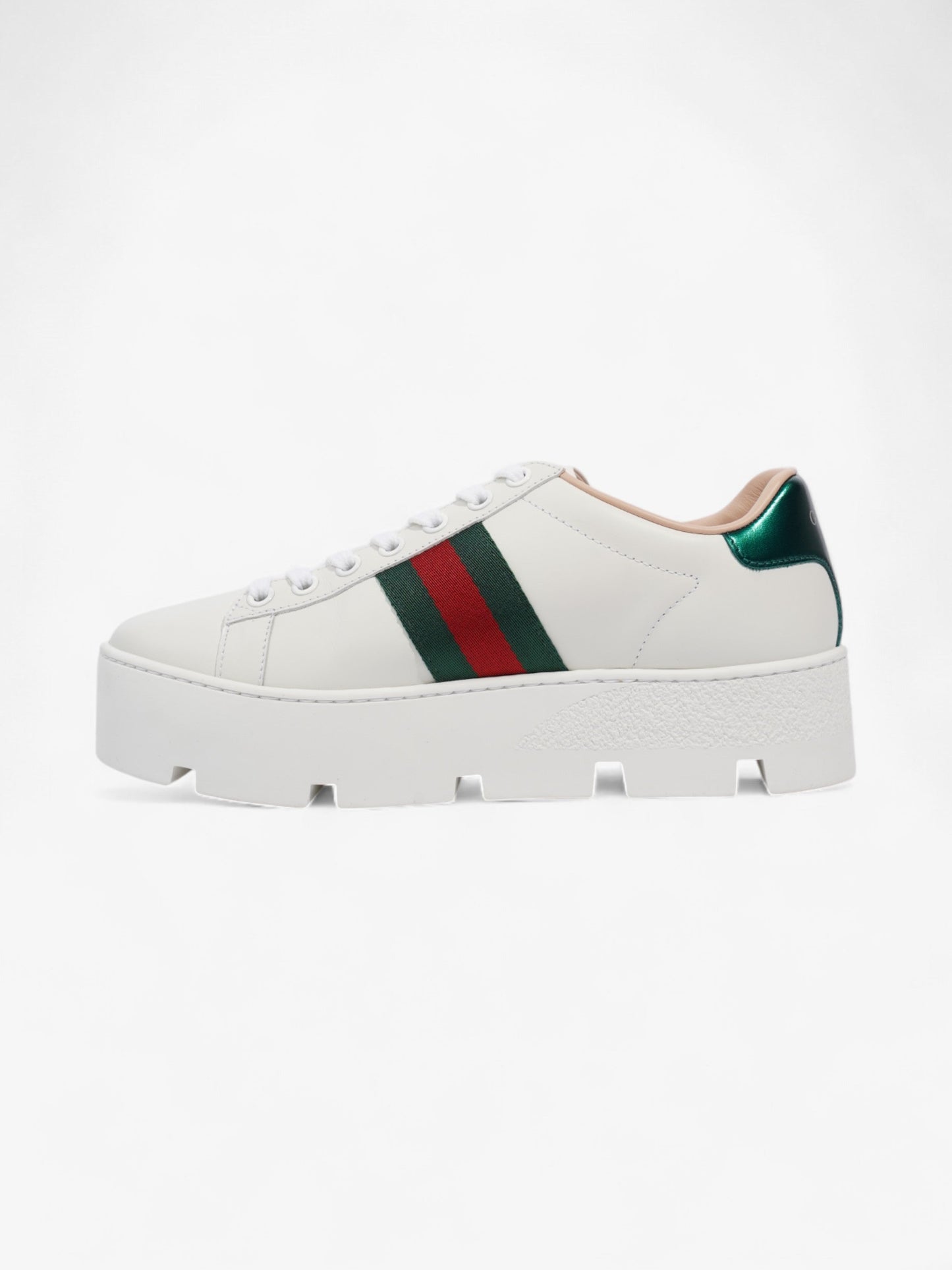 Gucci Ace Platform Sneakers White / Green / Red Leather EU 35.5 UK 2.5