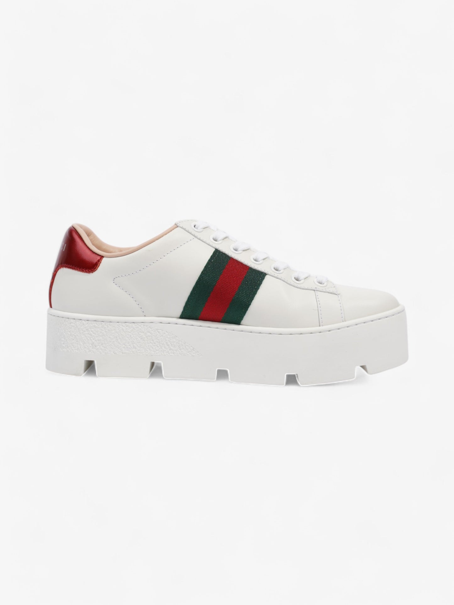 Gucci Ace Platform Sneakers White / Green / Red Leather EU 35.5 UK 2.5