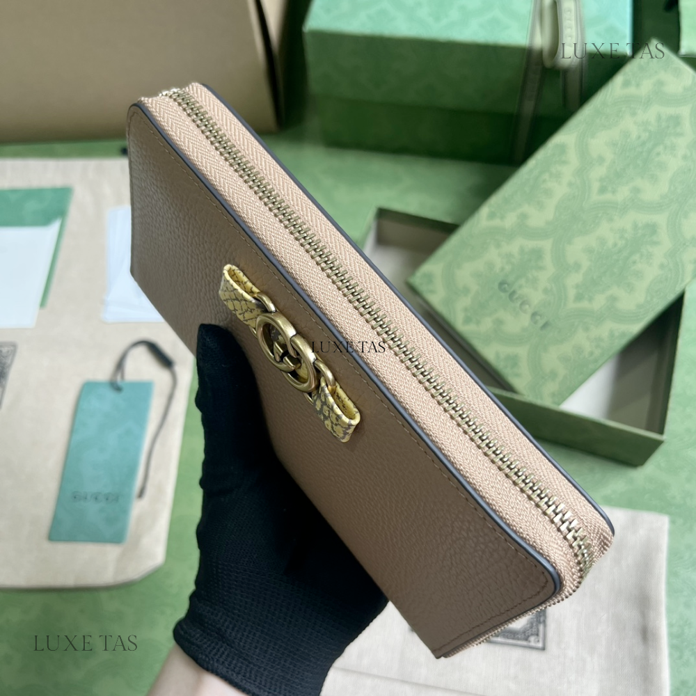 Zip Wallet With Interlocking G Python Bow Leather Wallet for Women