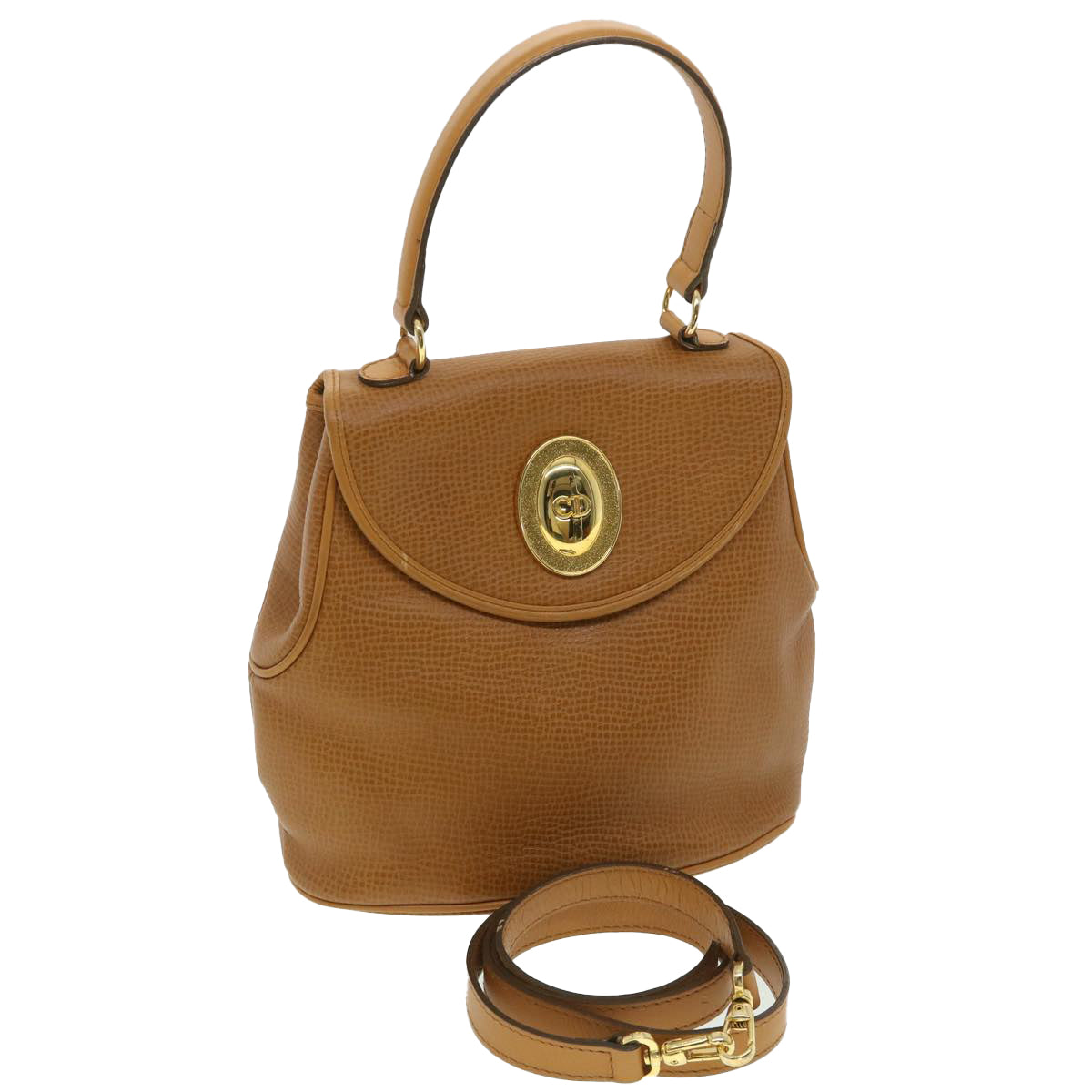 CHRISTIAN DIOR Hand Bag Leather 2way Brown Auth am3766
