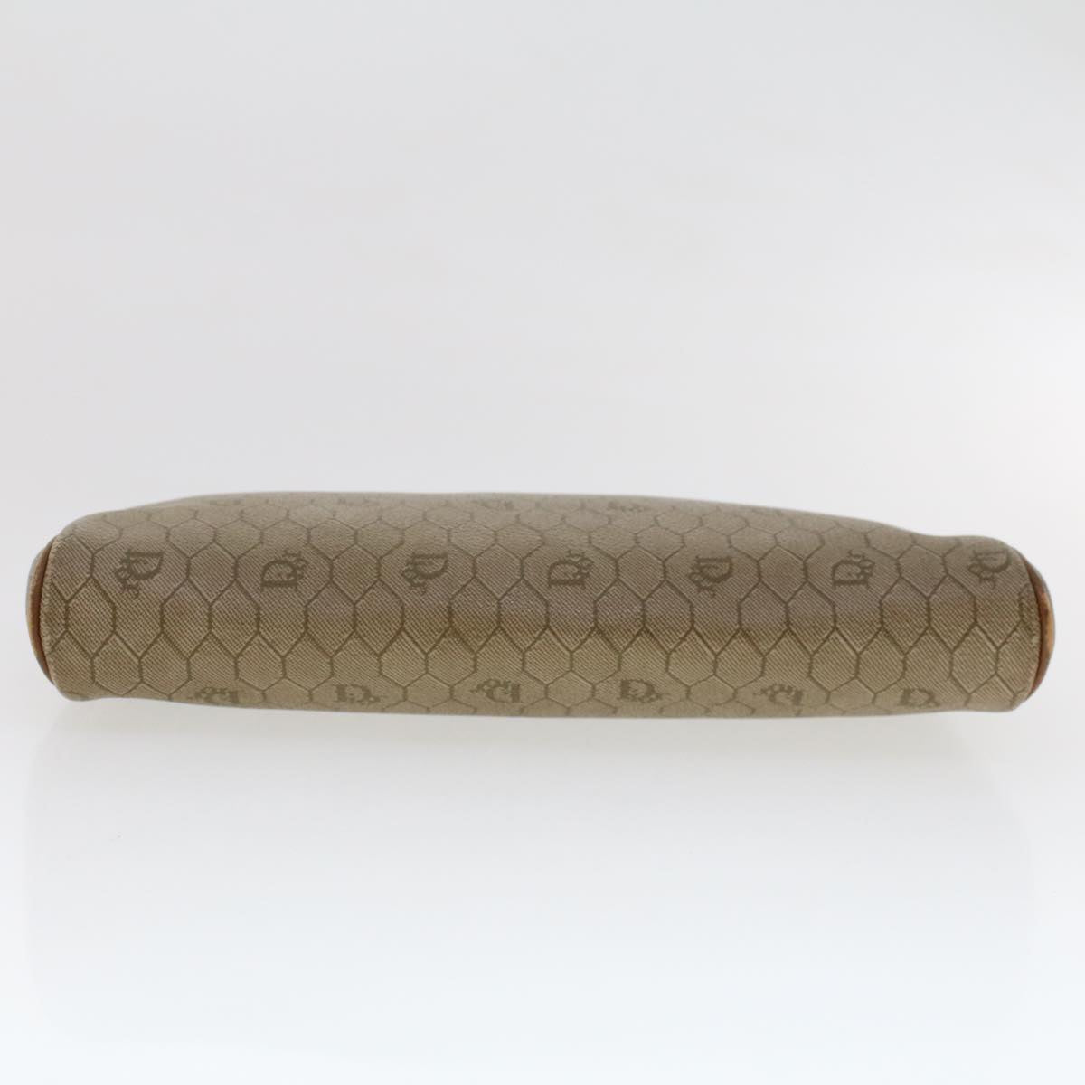 CHRISTIAN DIOR Honeycomb Canvas Clutch Bag PVC Leather Beige Auth ar9839
