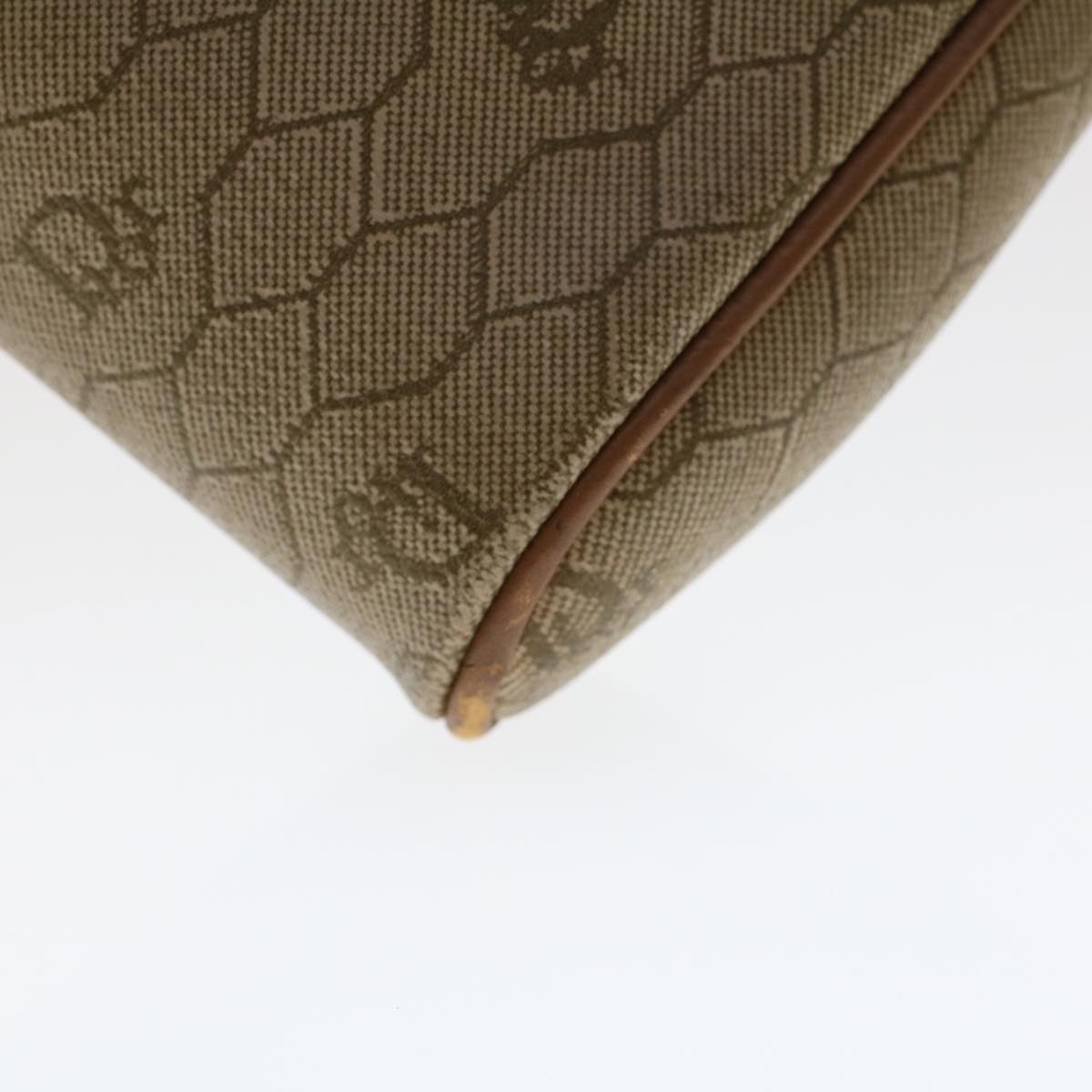 CHRISTIAN DIOR Honeycomb Canvas Clutch Bag PVC Leather Beige Auth ar9839