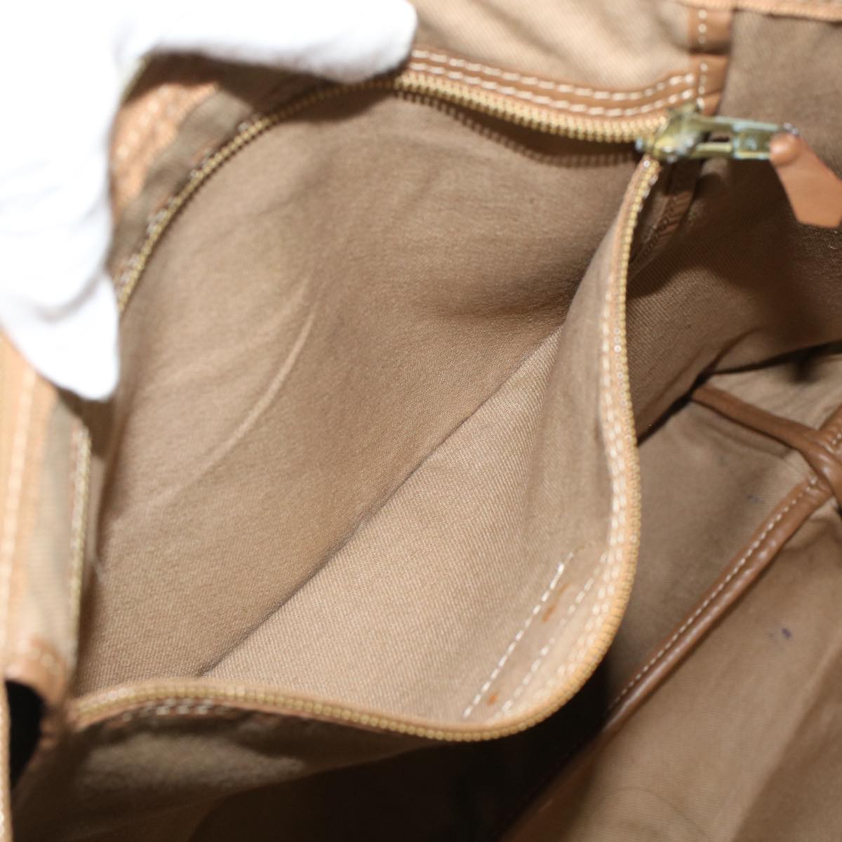 CHRISTIAN DIOR Honeycomb Canvas Tote Bag PVC Leather Beige Brown Auth ar9982