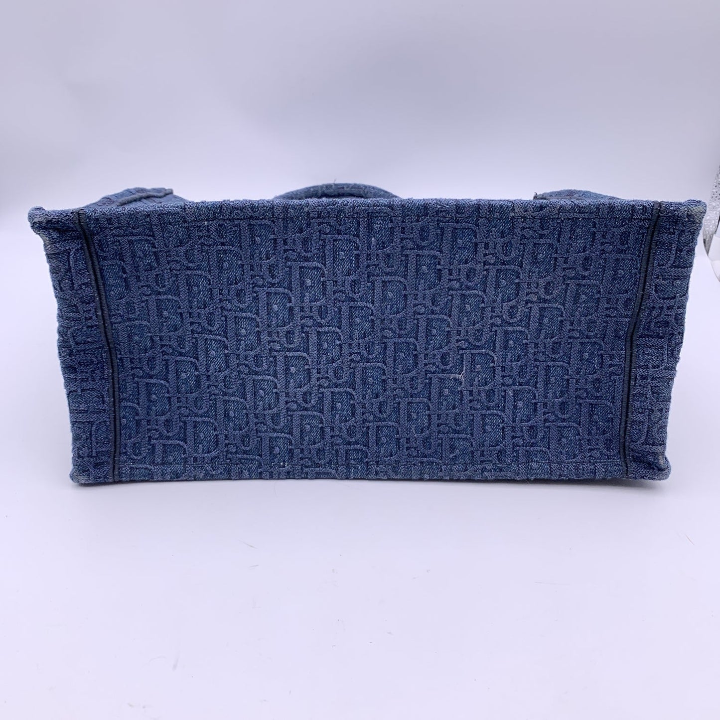 CHRISTIAN DIOR Blue Denim Oblique Medium Book Tote Bag Handbag