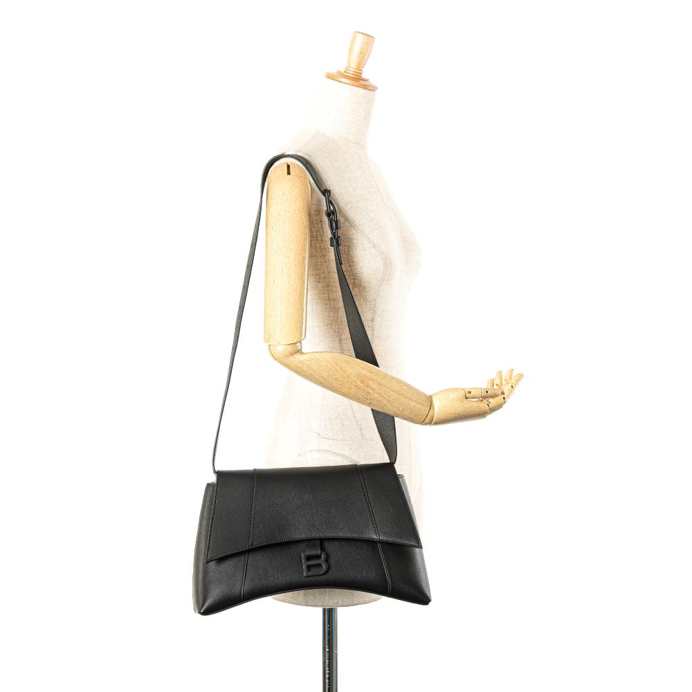 Black Leather Balenciaga Hourglass