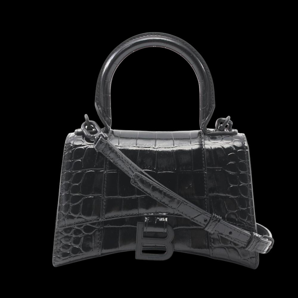 Black Leather Balenciaga Hourglass