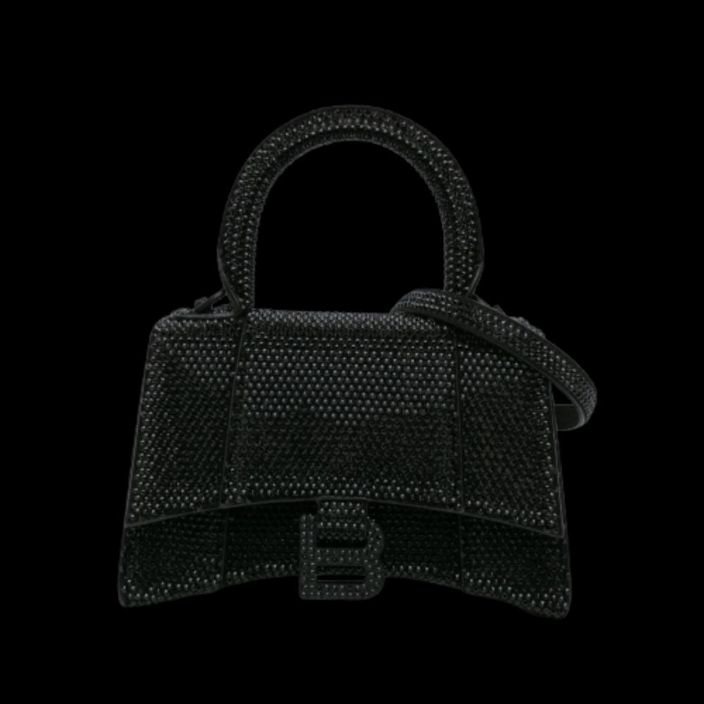 Black Leather Balenciaga Hourglass
