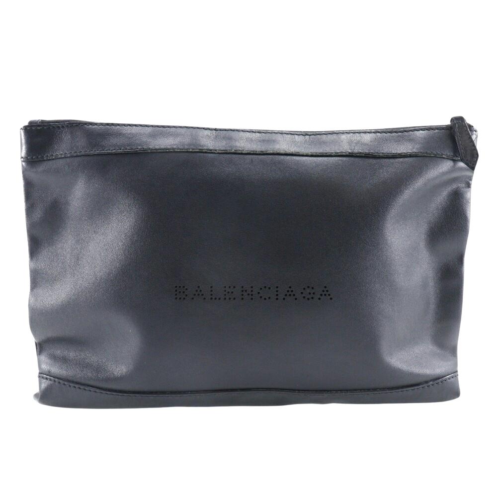 Black Leather Balenciaga Clutch