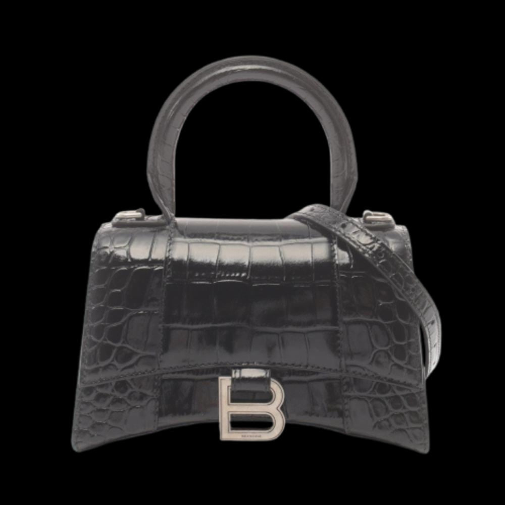 Black Leather Balenciaga Hourglass