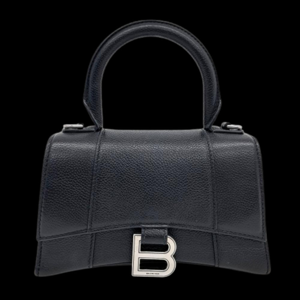 Black Leather Balenciaga Hourglass