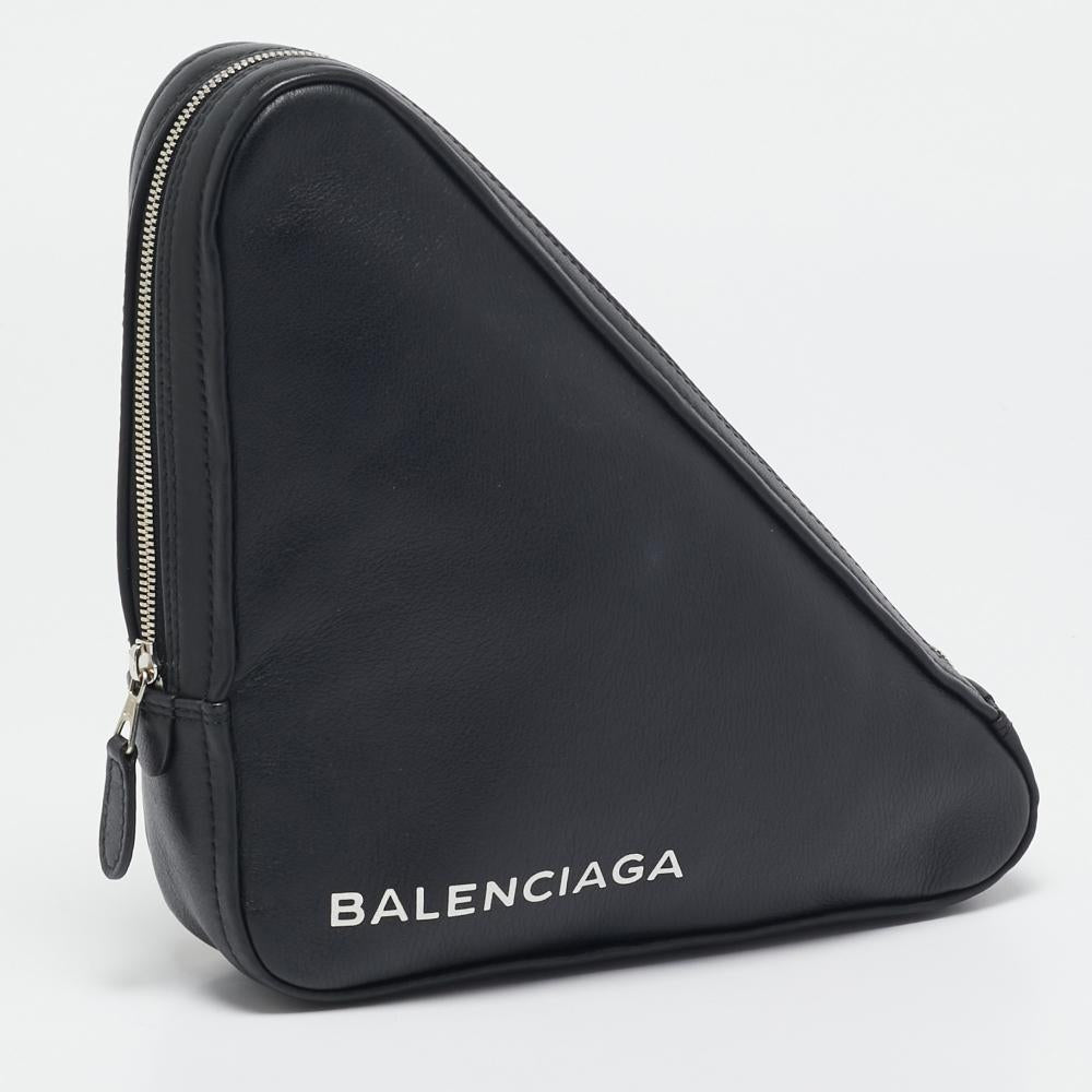 Black Leather Balenciaga Pouch