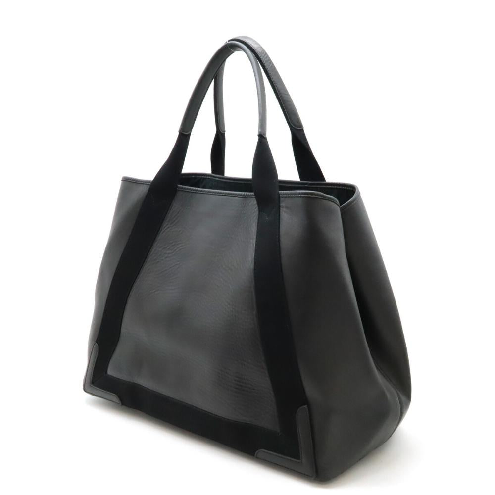 Black Leather Balenciaga Cabas