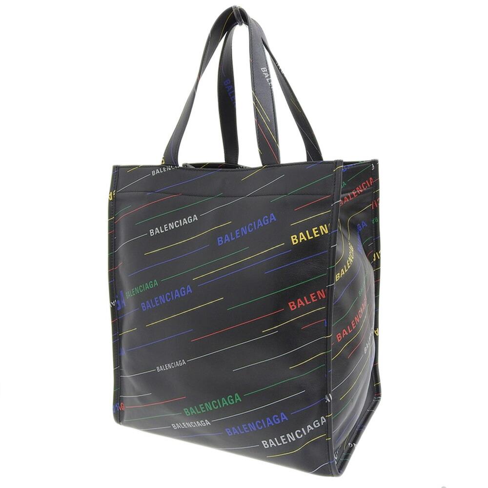 Black Leather Balenciaga Shopper
