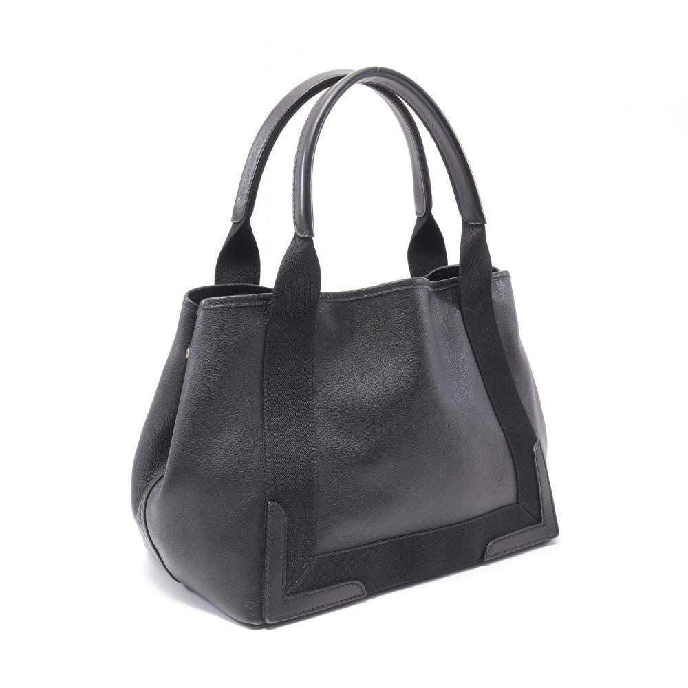Black Leather Balenciaga Cabas