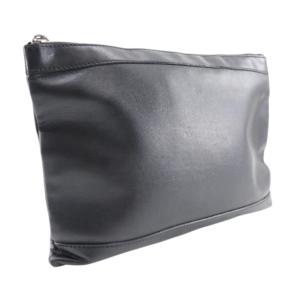 Black Leather Balenciaga Clutch