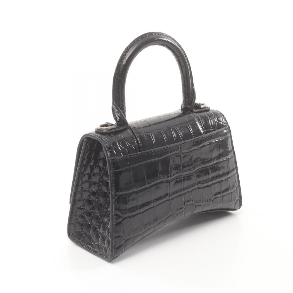 Black Leather Balenciaga Hourglass