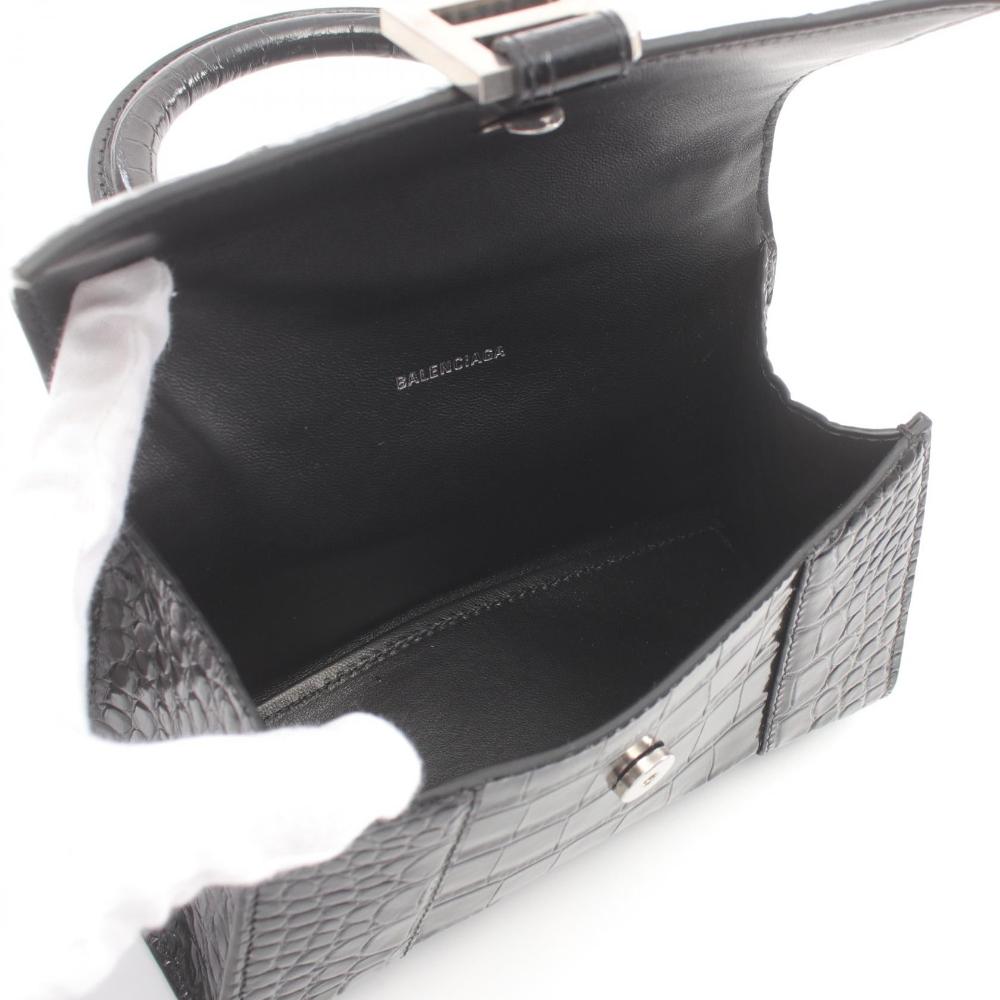Black Leather Balenciaga Hourglass
