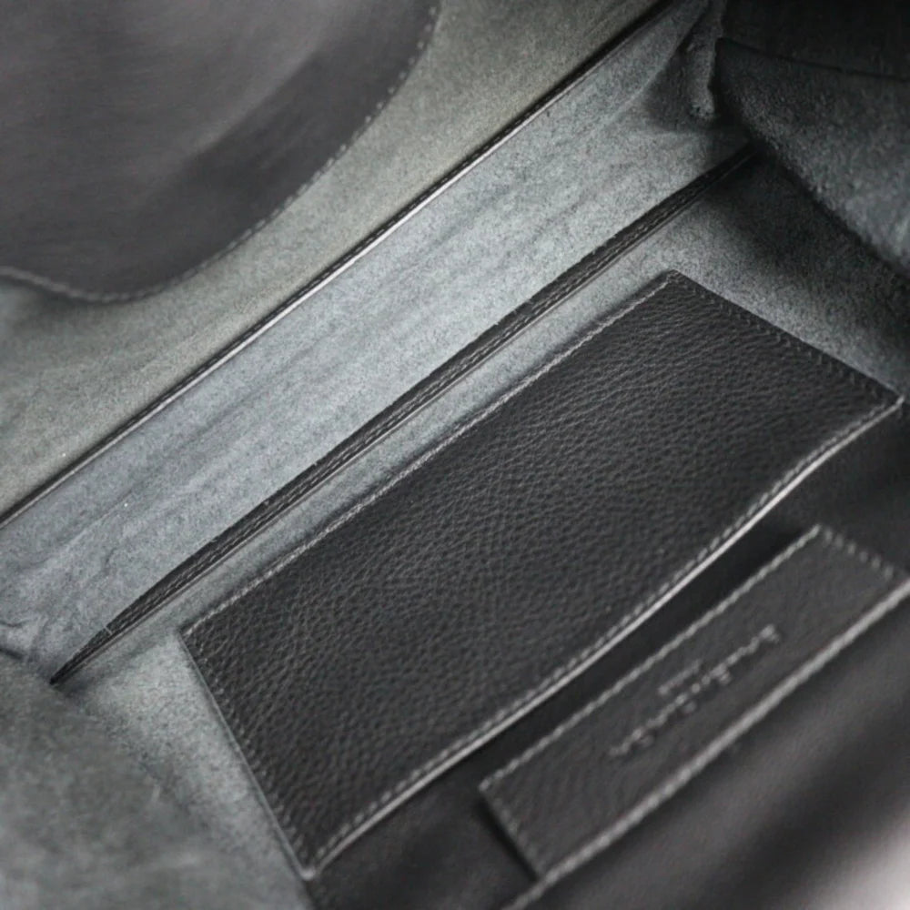 Black Leather Balenciaga Papier