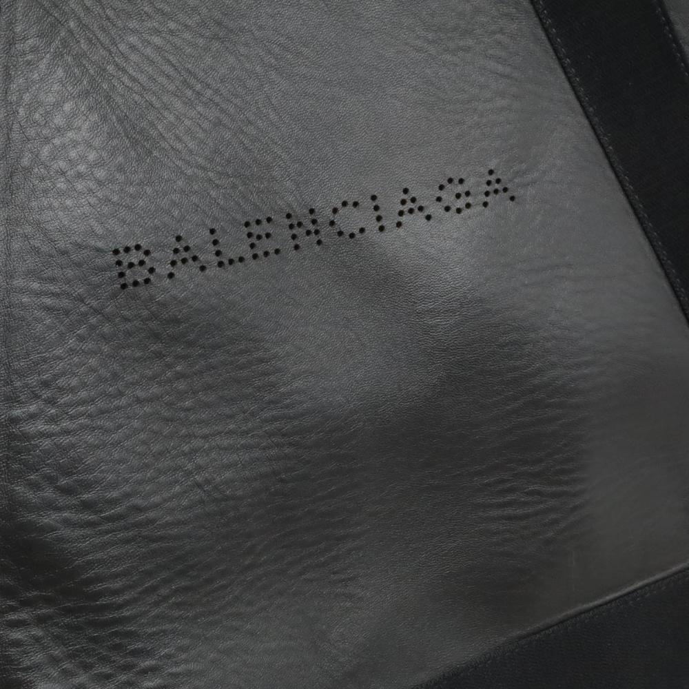 Black Leather Balenciaga Cabas