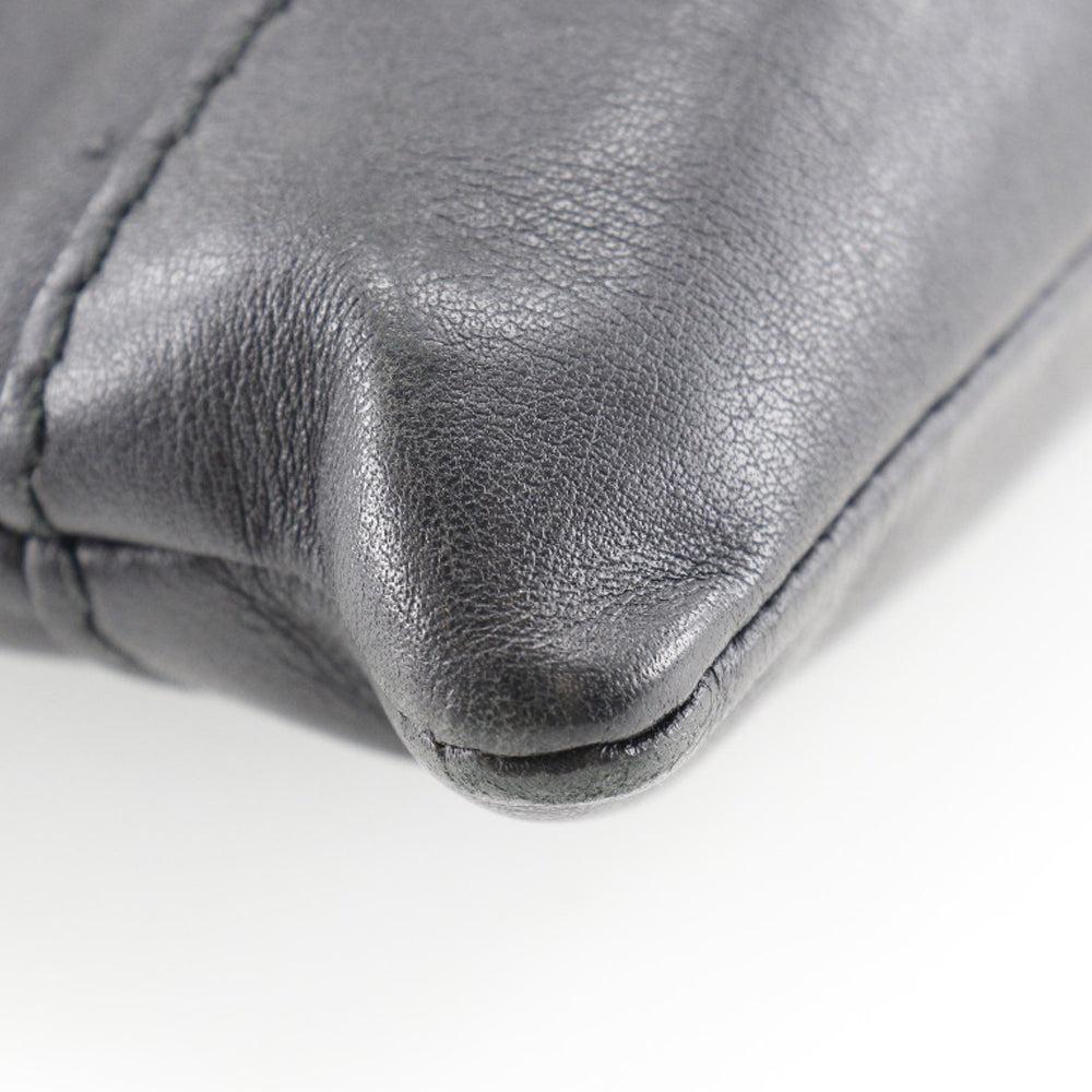 Black Leather Balenciaga Clutch