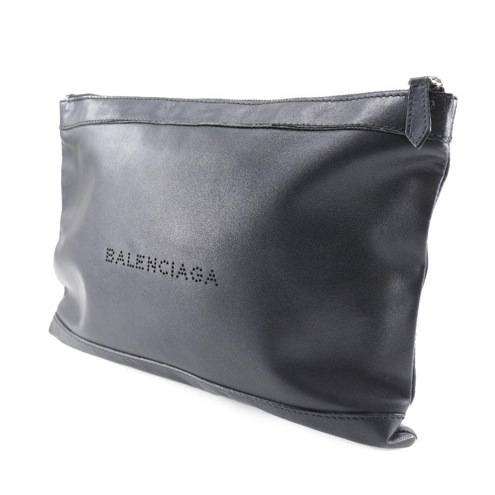 Black Leather Balenciaga Clutch