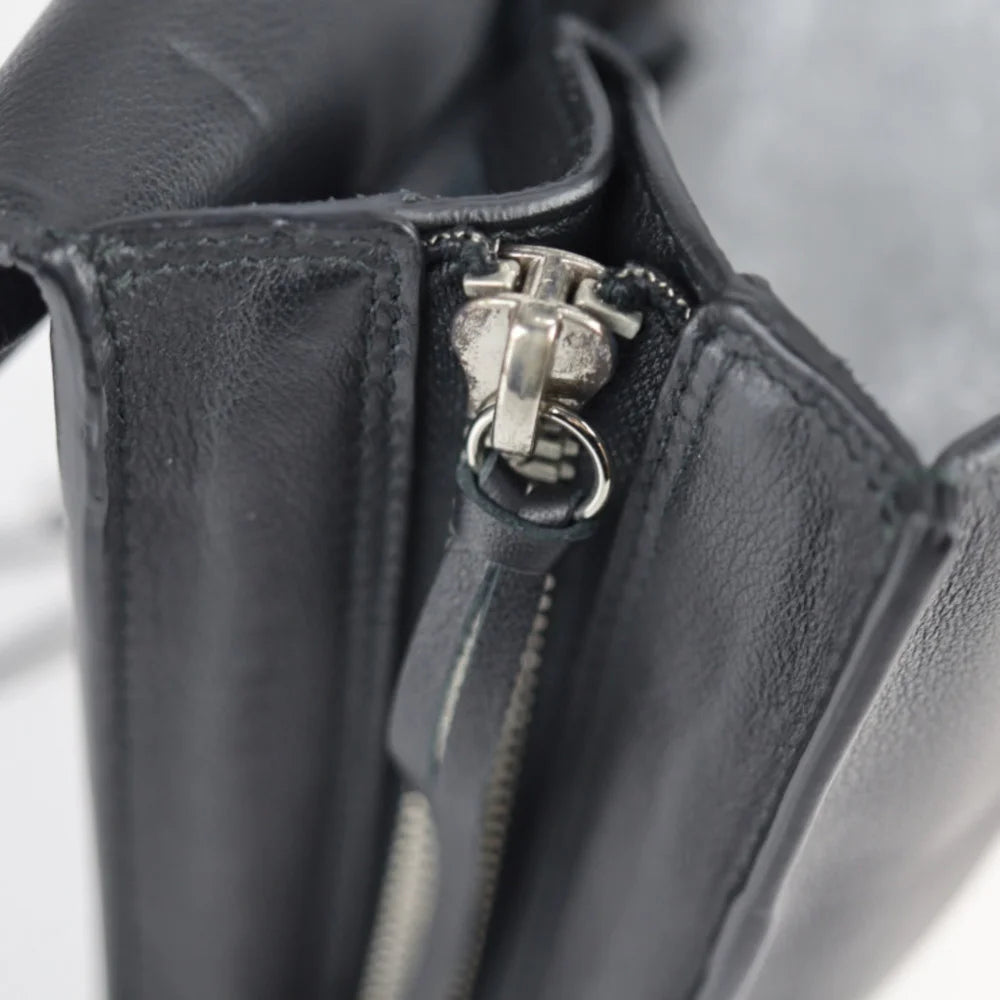 Black Leather Balenciaga Papier