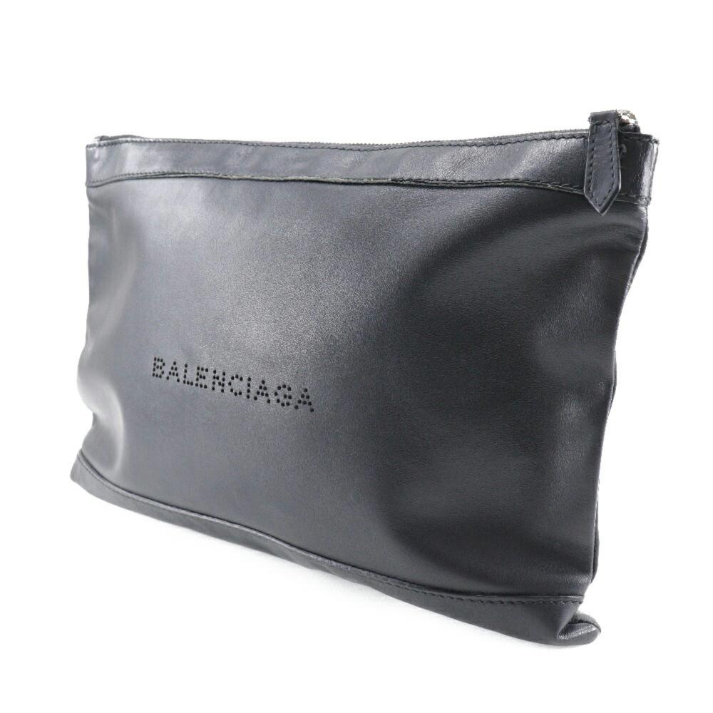 Black Leather Balenciaga Clutch