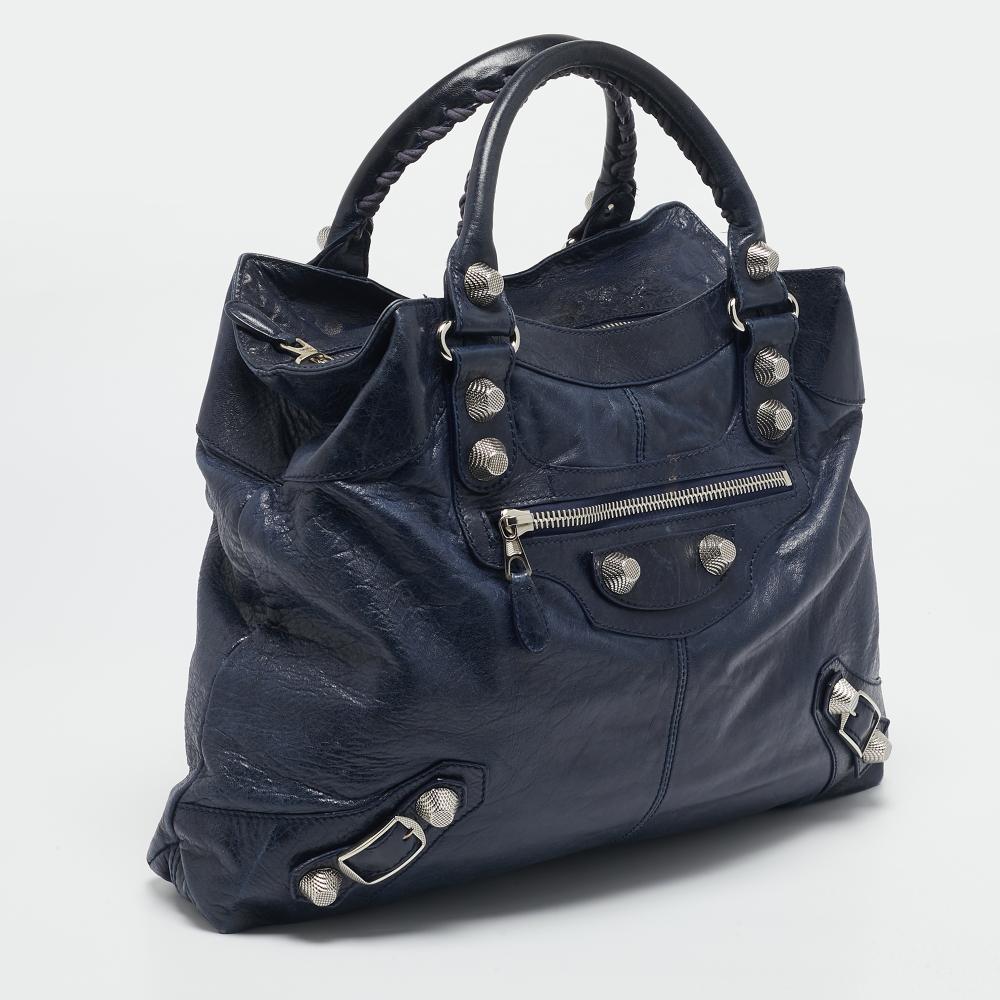 Blue Leather Balenciaga Tote