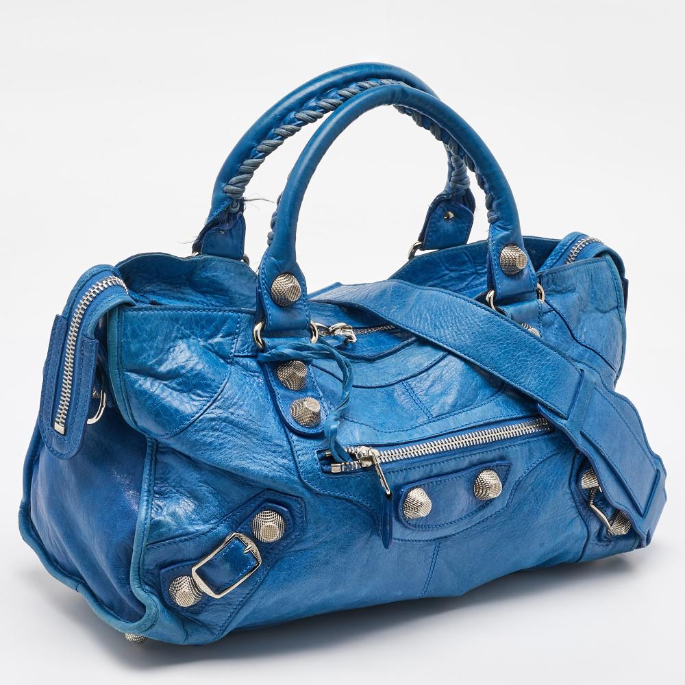 Blue Leather Balenciaga Tote