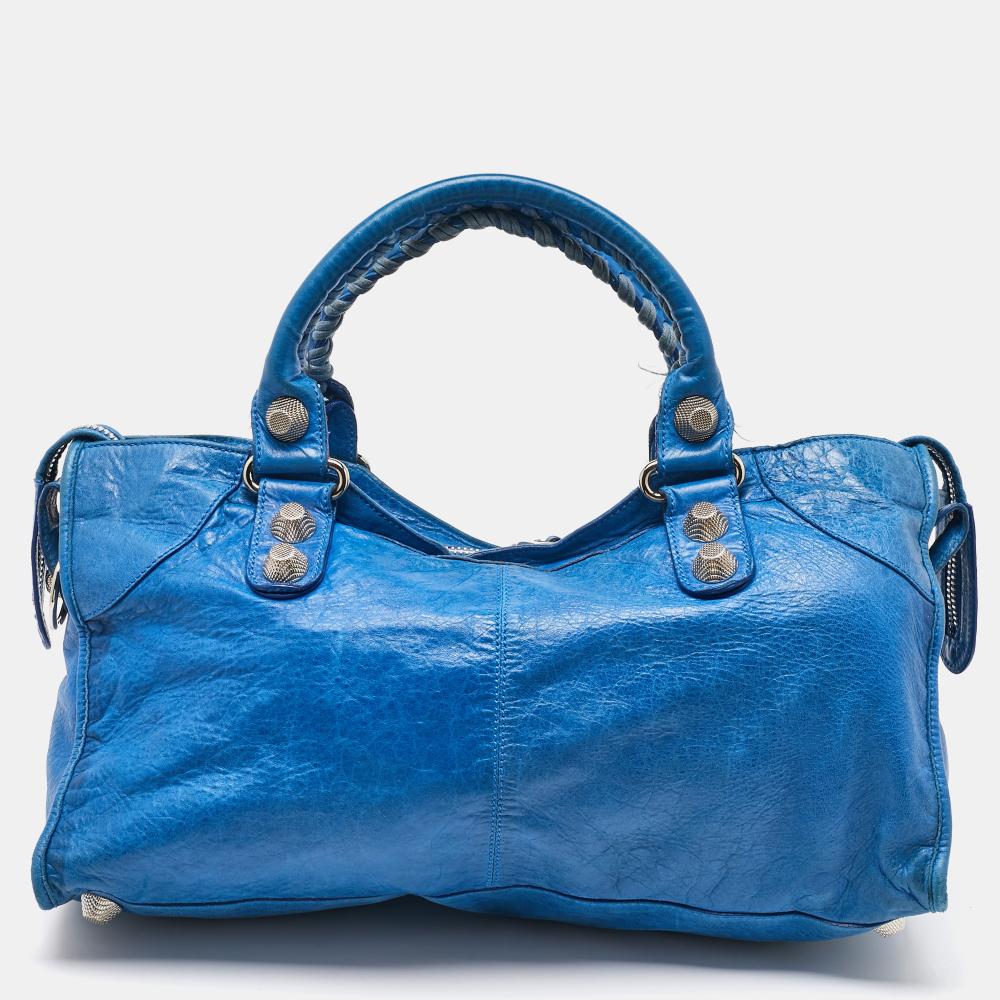 Blue Leather Balenciaga Tote