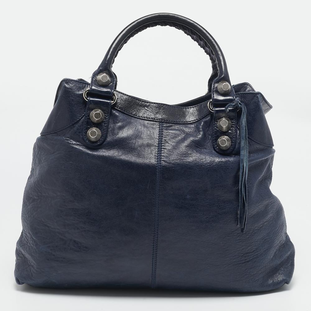 Blue Leather Balenciaga Tote