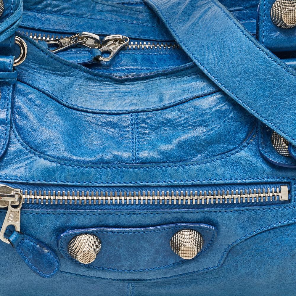 Blue Leather Balenciaga Tote