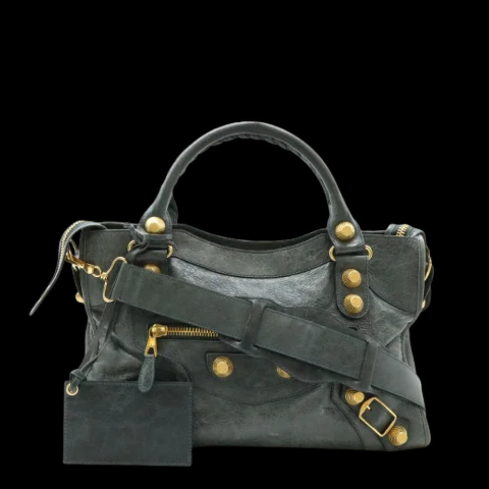 Green Leather Balenciaga Giant