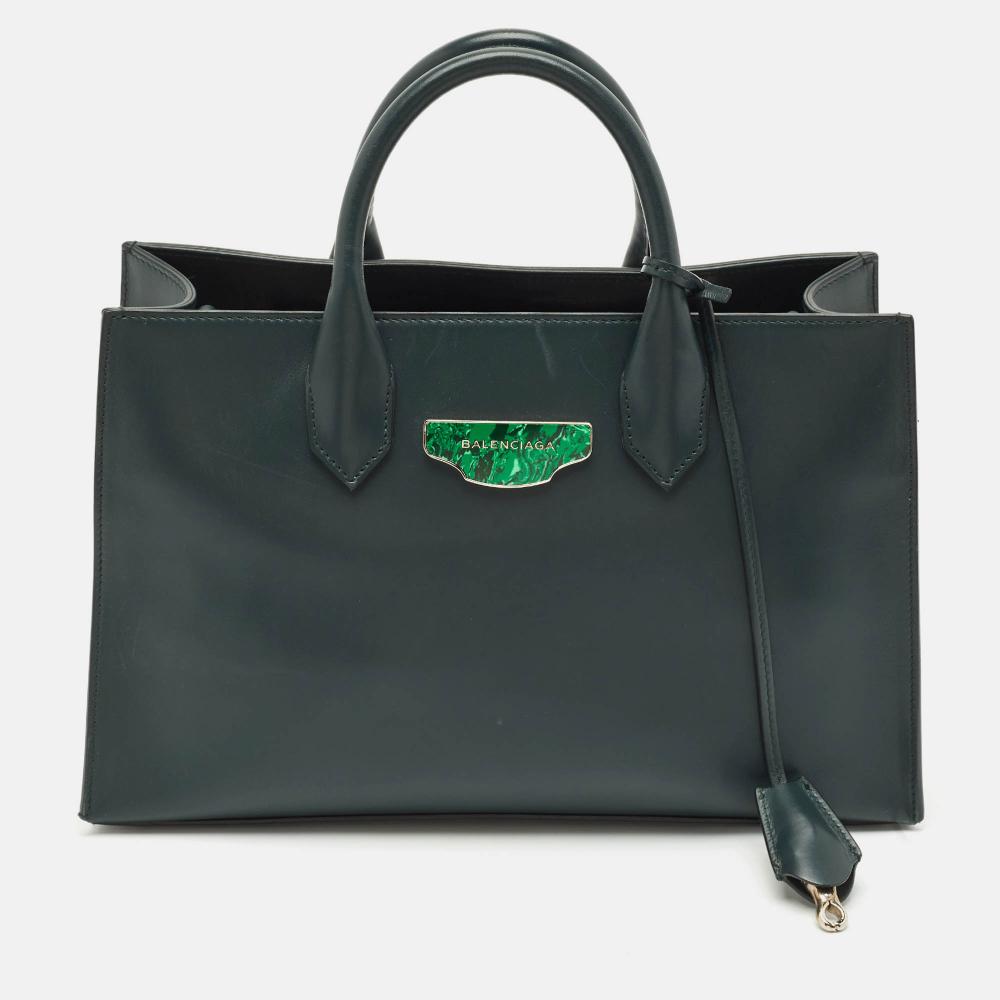 Green Leather Balenciaga Tote
