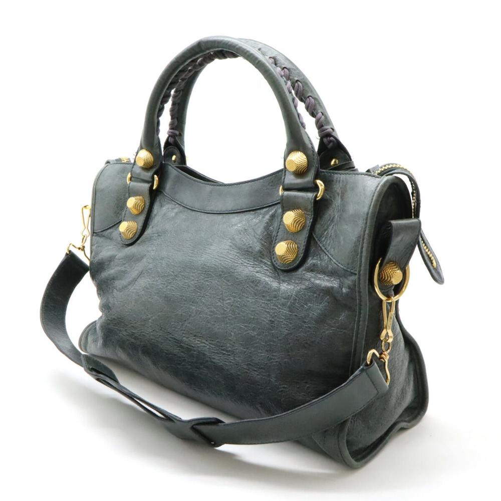 Green Leather Balenciaga Giant