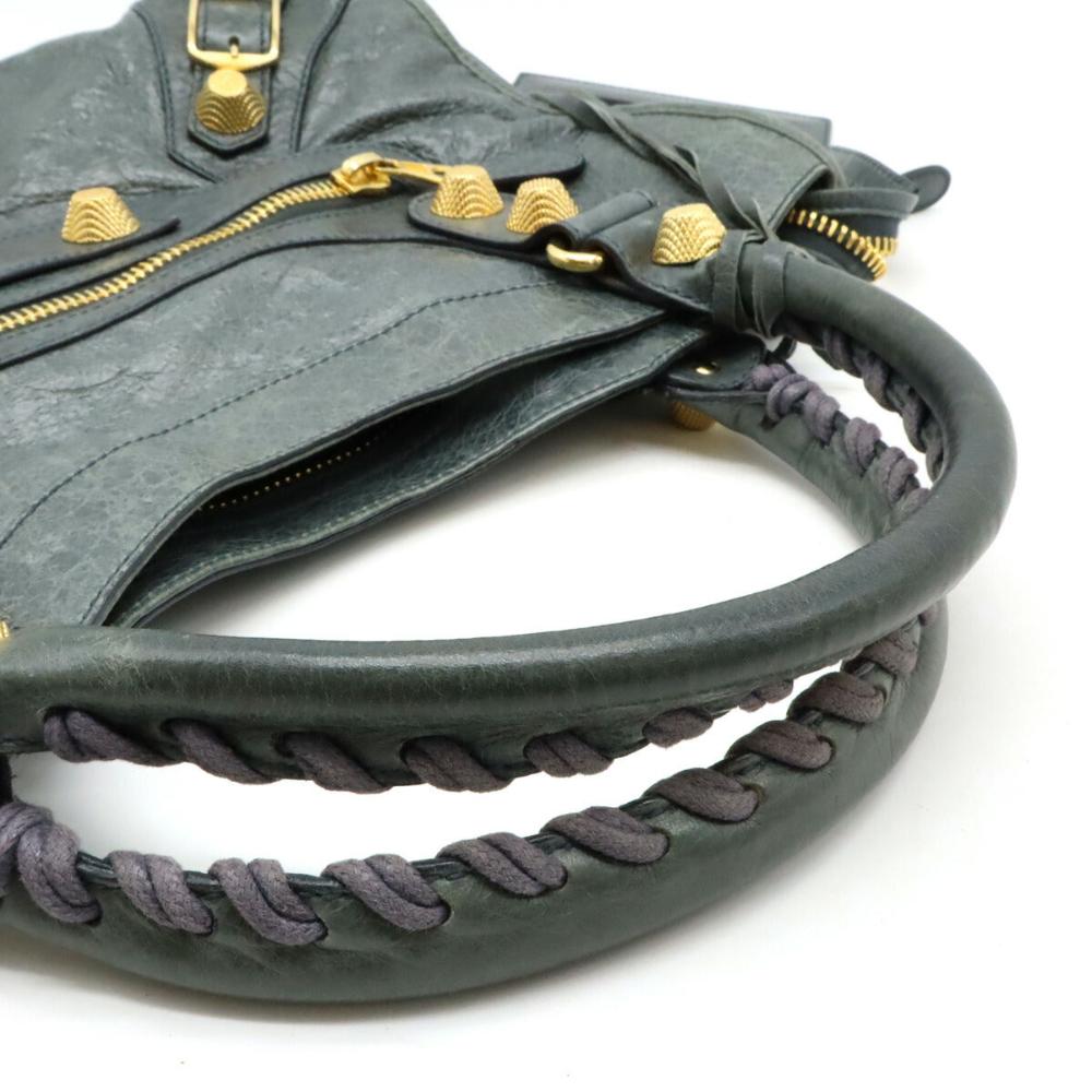 Green Leather Balenciaga Giant