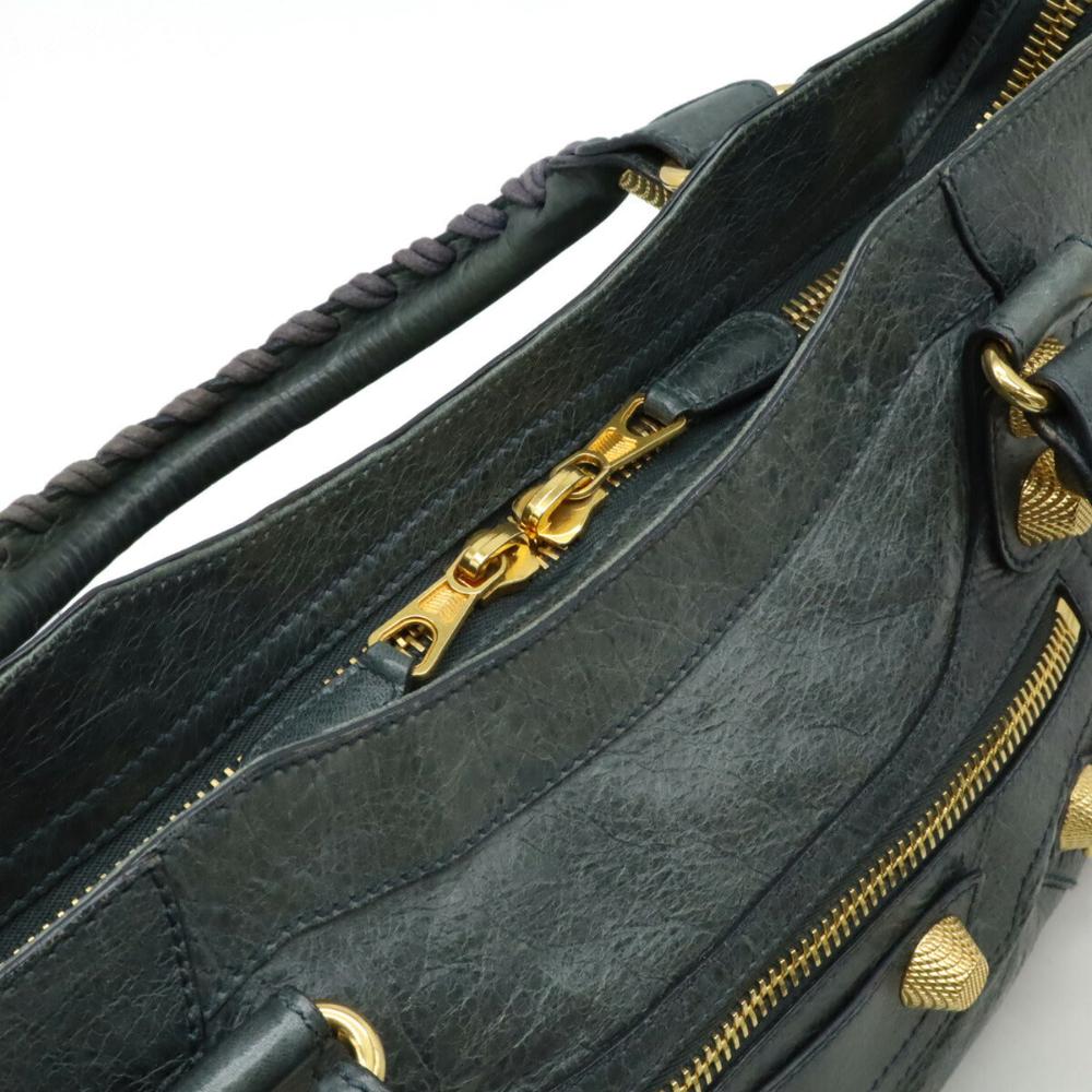 Green Leather Balenciaga Giant