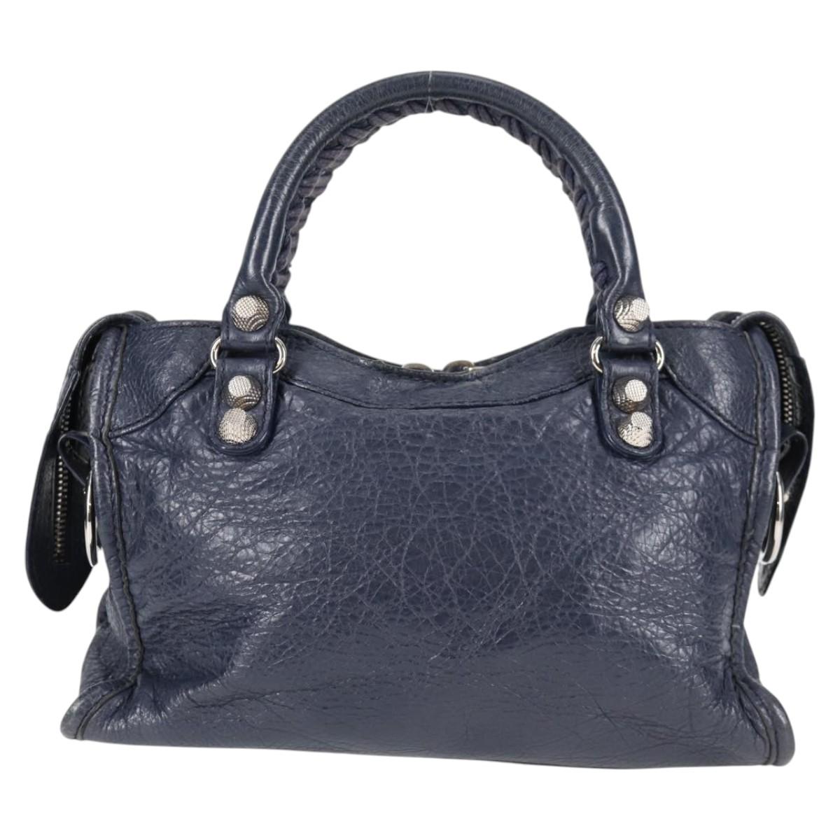 Navy Leather Balenciaga City